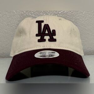 Dodgers New Era Hat Cream / Maroon